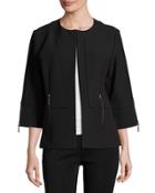 Open-front Zip-cuff Jacket, Black