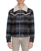 Men's Plaid Wool Short Western Jacket