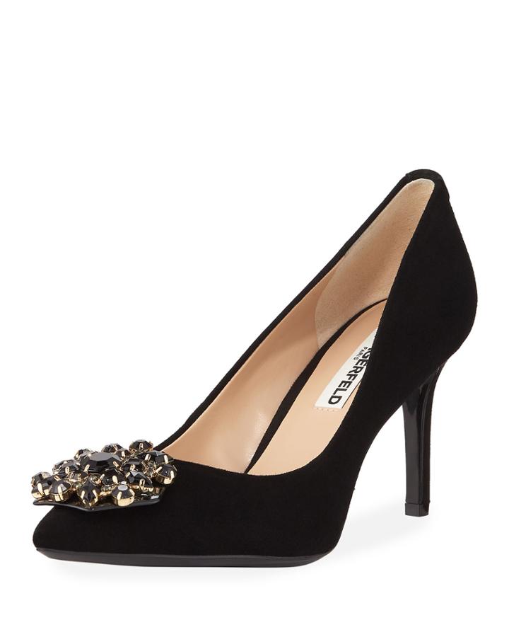 Remi Embellished Suede Pump, Black