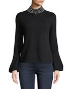 Pearly Balloon-sleeve Cashmere Pullover