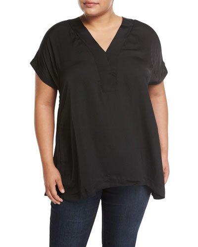 Banded-neck Charmeuse Blouse