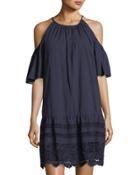 Cold-shoulder Crochet-hem Cotton
