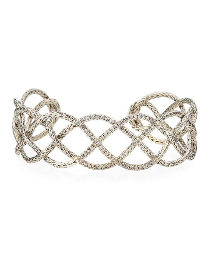 Classic Chain Diamond Braided Cuff, Medium,