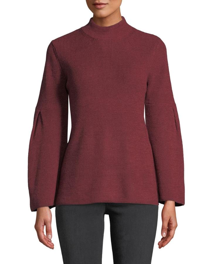 High-neck Bell-sleeve