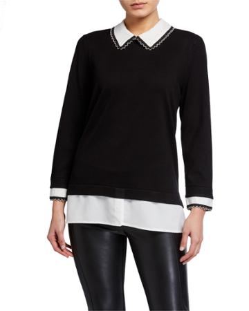 Embellished Twofer Spread Collar