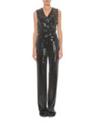 Pearl & Sequin Sleeveless Jumpsuit