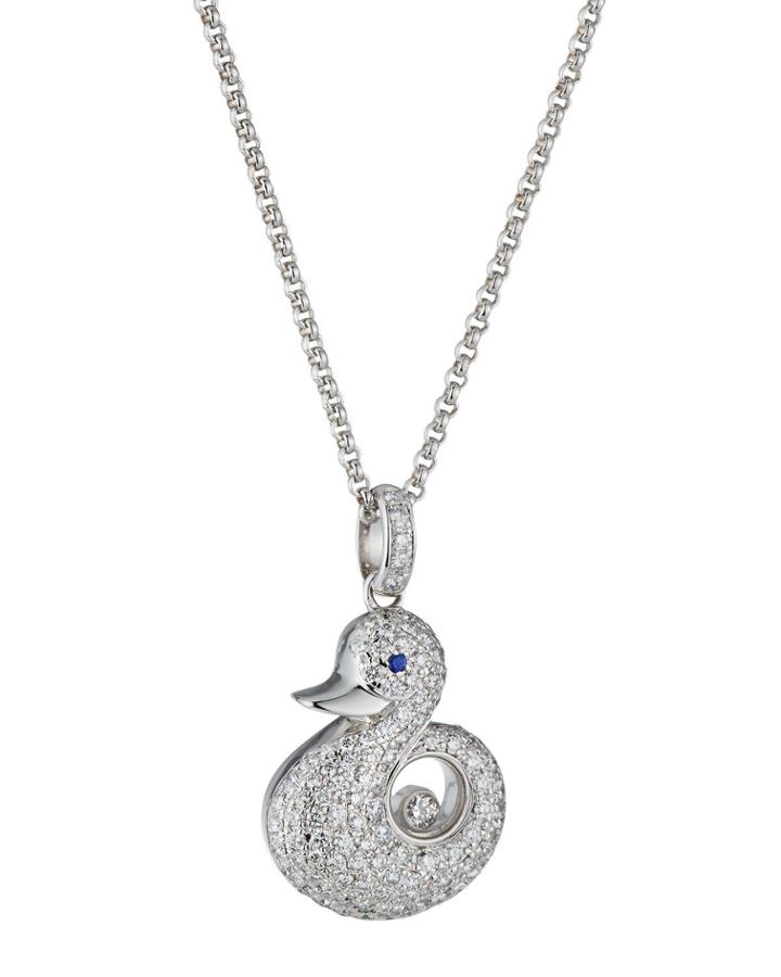Happy Diamonds 18k White Gold Diamond Duck Pendant Necklace