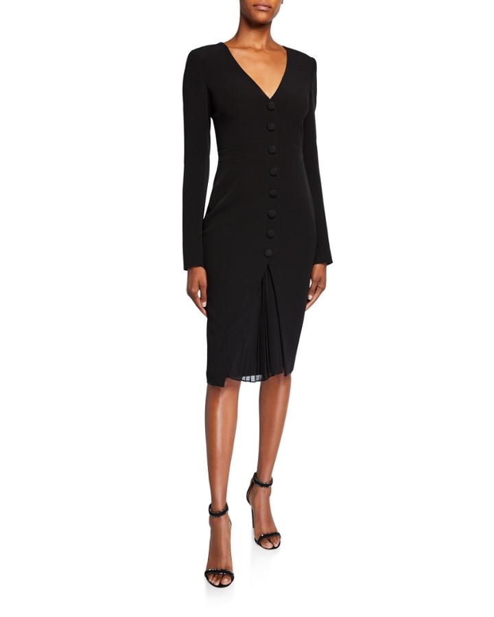 V-neck Long-sleeve Day Dress