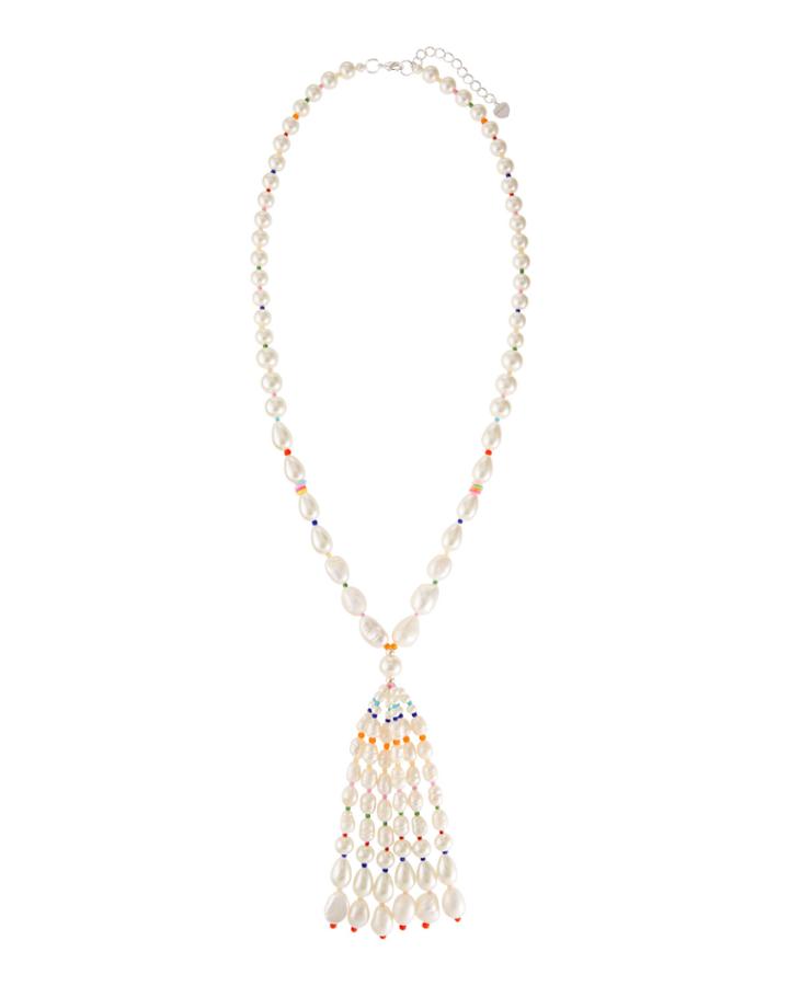 Pearl Tassel And Rainbow Necklace