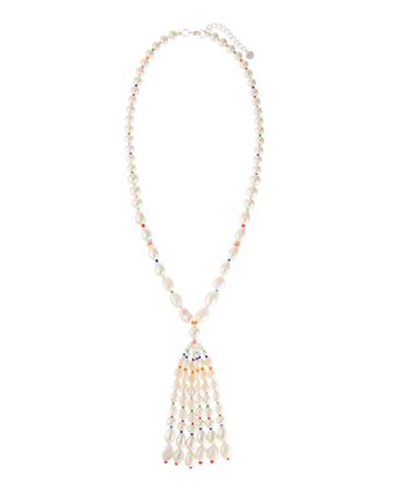 Pearl Tassel And Rainbow Necklace