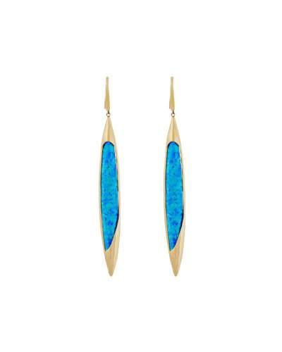 14k Electrifying Dagger Opal & Hematite Drop Earrings