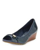 Tali Open-toe Leather Wedge Pump, Blazer Blue