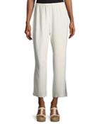 Silk Georgette Crepe Straight-leg Ankle Pants, Bone