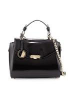 Patent Top-handle Satchel Bag, Nero