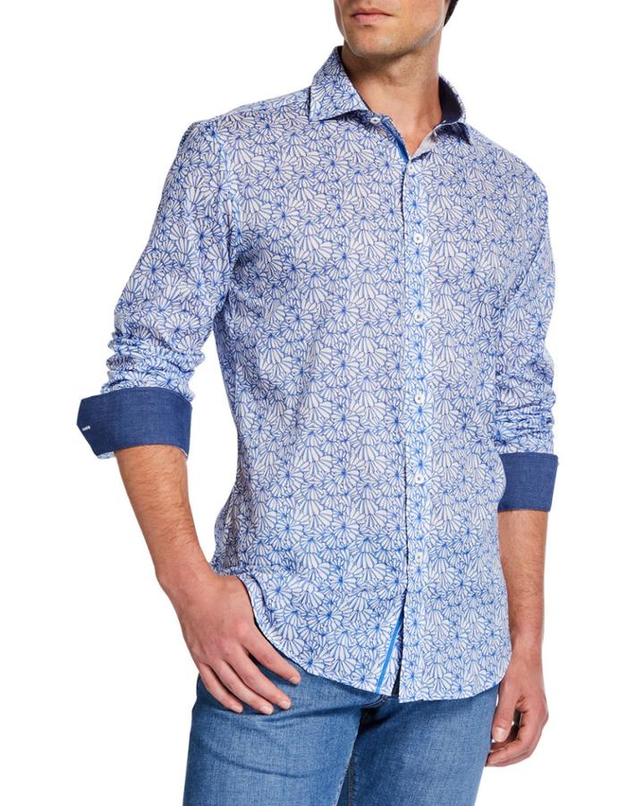 Men's Shaped-fit Printed Long-sleeve