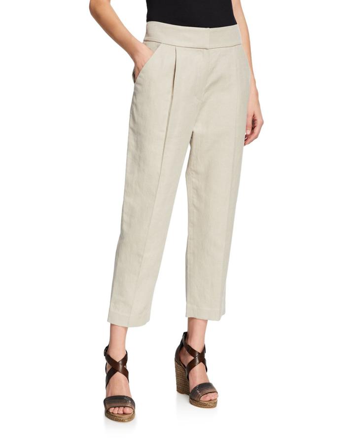 Cotton-linen Chevron Soft Volume Pants