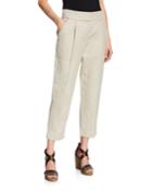 Cotton-linen Chevron Soft Volume Pants