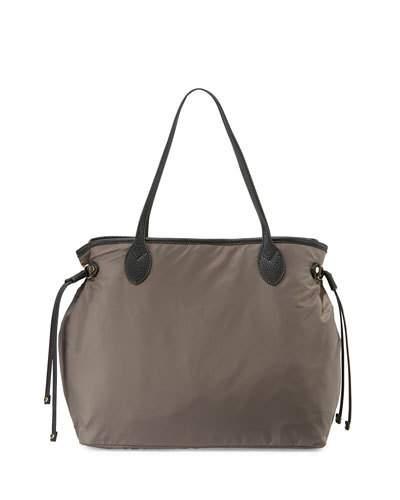 Montana Nylon Drawstring Tote Bag, Dark Taupe