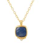 Elements Blue Sapphire Cushion Necklace W/ Diamond