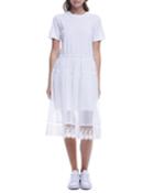 Shirred Sleeveless Cotton Dress With