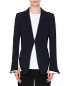 Hook-front Wool Tricot Blazer Jacket