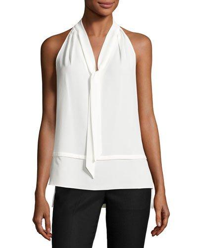 Layered Self-tie Top, White