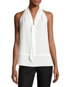 Layered Self-tie Top, White