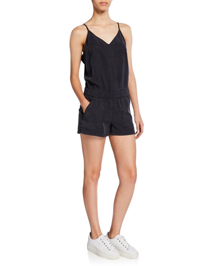 Short Lace-up Ruffle Romper