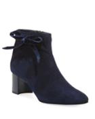 Dilov Velvet-bow Suede Block-heel Bootie