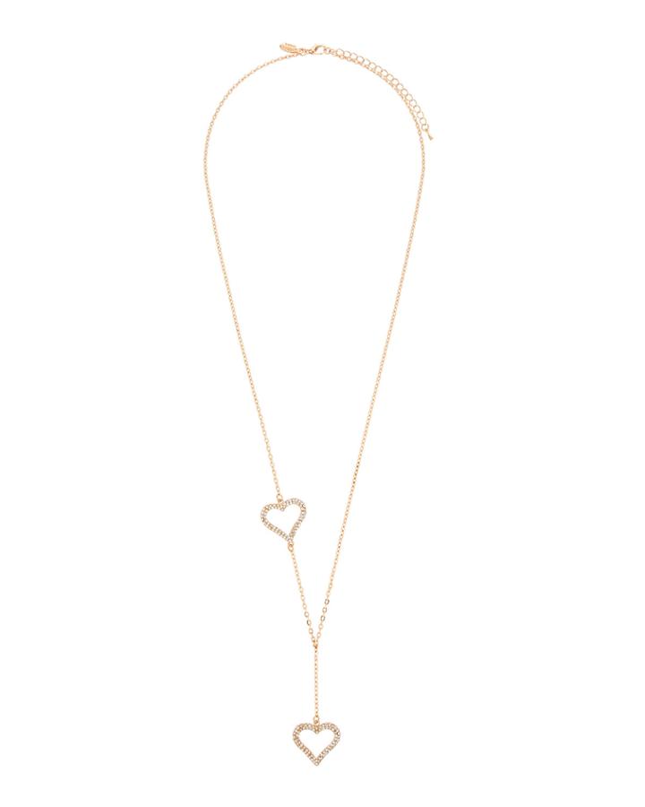 Double Heart Lariat Necklace