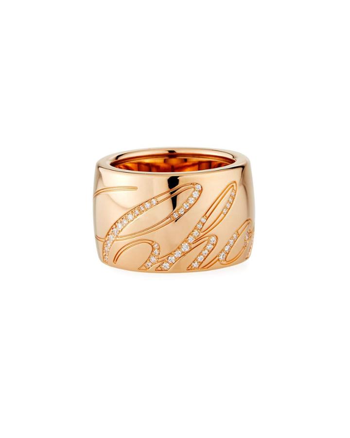 Chopardissimo 18k Rose Gold Diamond Revolving Ring,