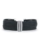Multi-row Stacked Bangle W/ Diamond, Black