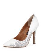Aileen Pointed-toe Leather Pump, Black/white