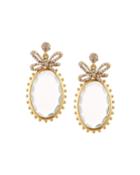 Runway Large Pave Bow & Pearly Earrings