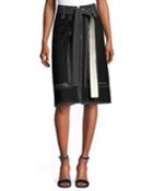 Lace-inset Belted Zip-front