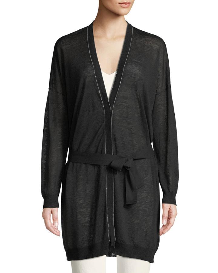 Monili-trimmed Wrap Cardigan