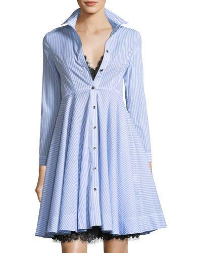 Striped Shirtdress W/lace