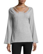 Cutout Pullover Bell-sleeve Top
