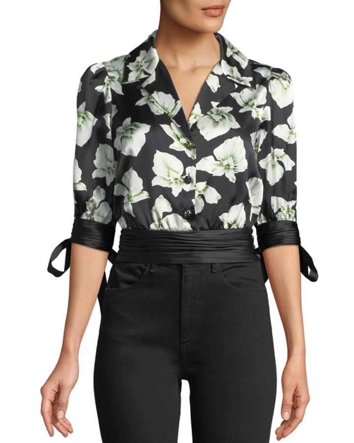 Delphina Cropped Button-front Top