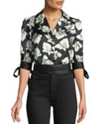 Delphina Cropped Button-front Top