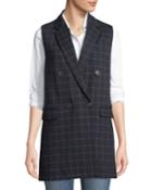 Double-breasted Windowpane Wool-blend Vest