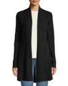 Cashmere Open-front Flared Cardigan, Black