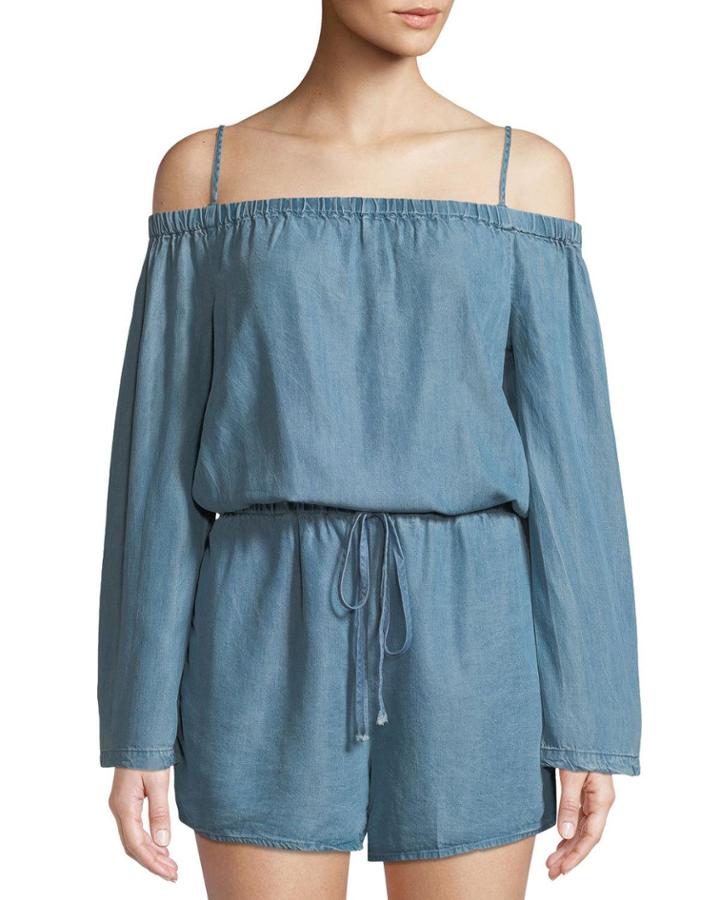 Off-the-shoulder Long-sleeve Romper