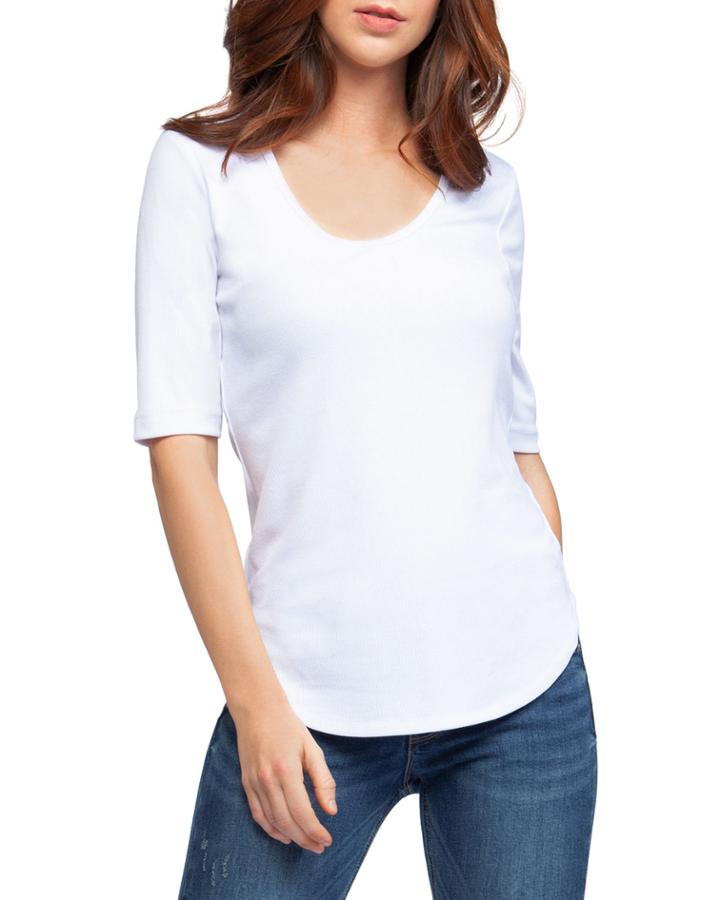 Short-sleeve Round-neck Ribbed Tee