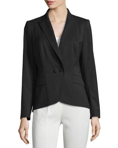 Two-button Twill Blazer, Black