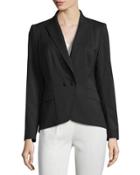 Two-button Twill Blazer, Black