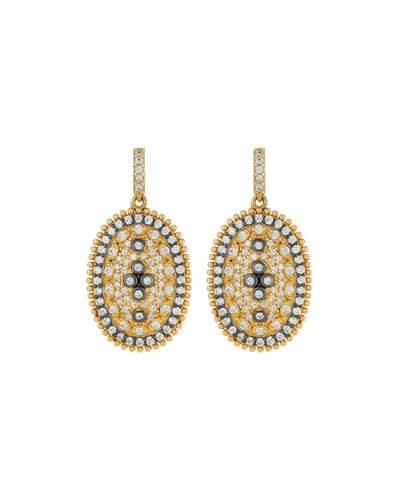 Pav&eacute; Cubic Zirconia Clover Shield Drop Earrings