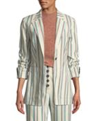 Oversized Striped Cotton Blazer