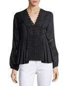 3/4-sleeve Lace-trim Blouse
