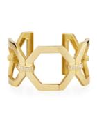 18k Large Square Link Diamond Cuff Bracelet